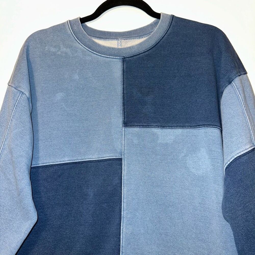 Madewell Medium Indigo-Dyed Patchwork Sweatshirt … - image 3